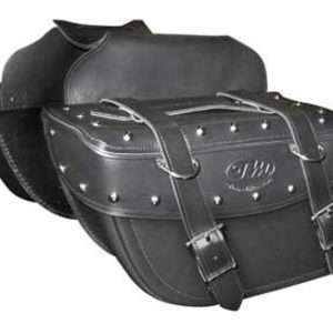 black leather panniers